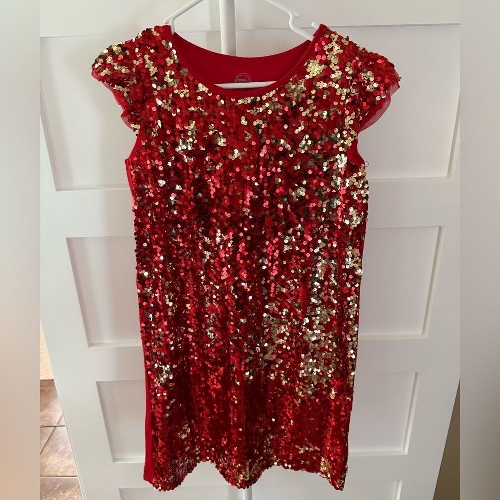 New Wonderkids Red and Gold Sequin Dress size XL or women small